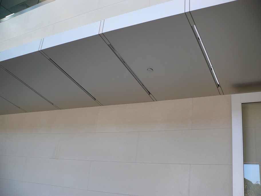 Closeup of EVGA Soffit with embedded linear LED light bars